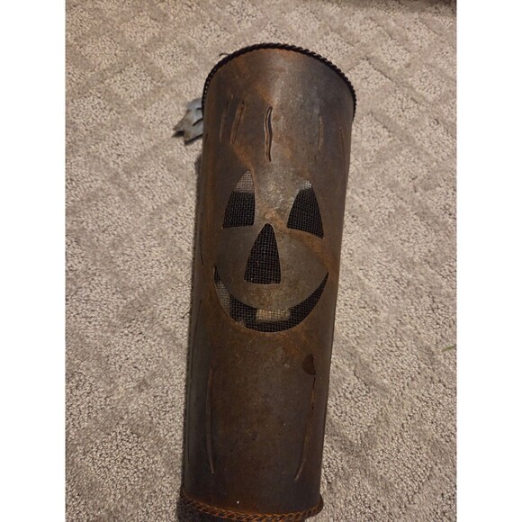 Rustic Metal Jack-o'-Lantern Wall Pocket Decor - Picture 3 of 3